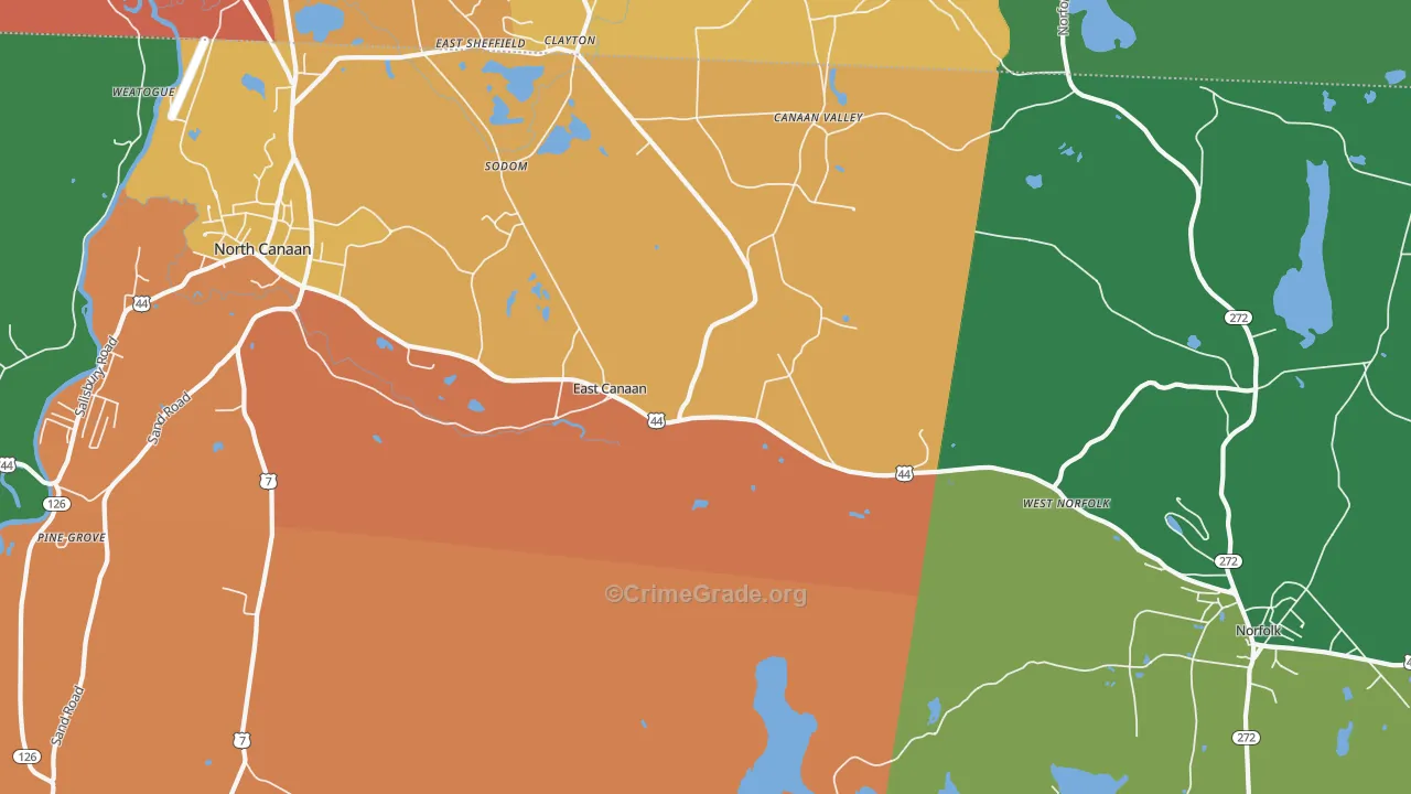 East Canaan, CT Map of Theft Rates