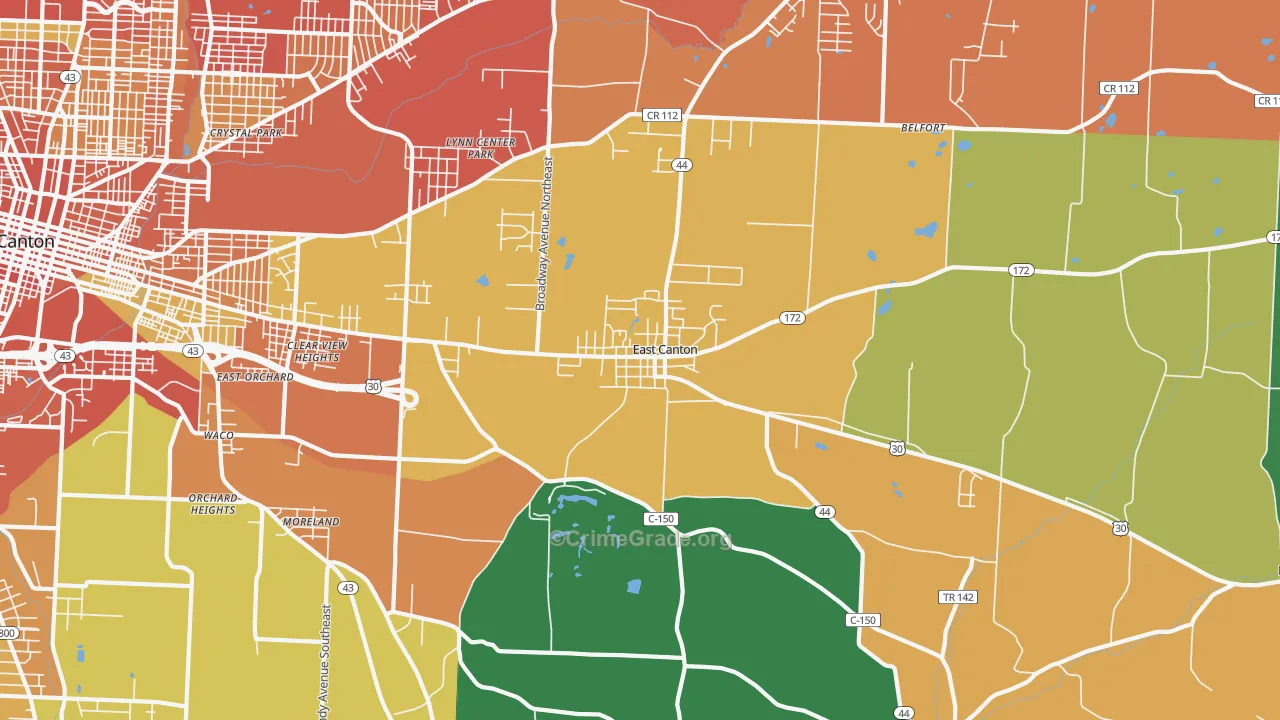 East Canton, OH Map of Theft Rates