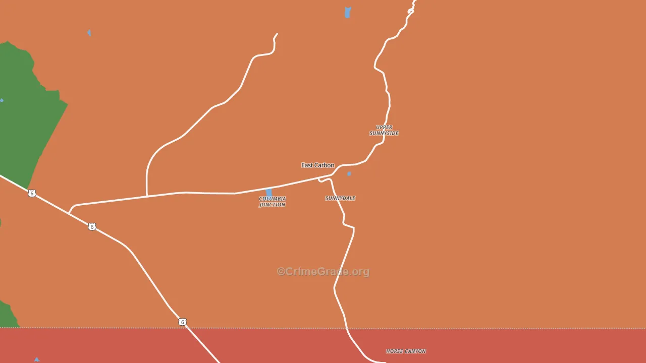 East Carbon, UT Map of Theft Rates