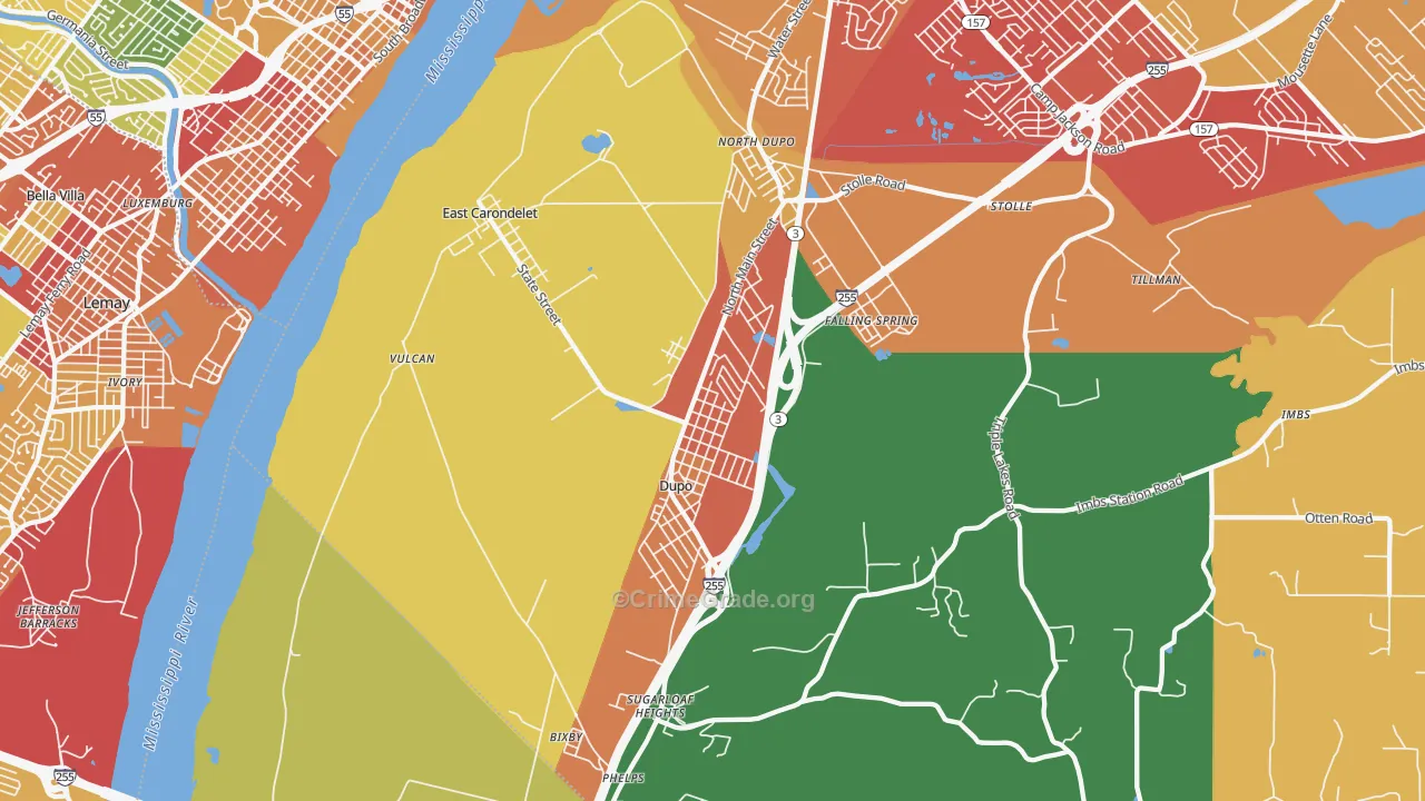 East Carondelet, IL Map of Theft Rates