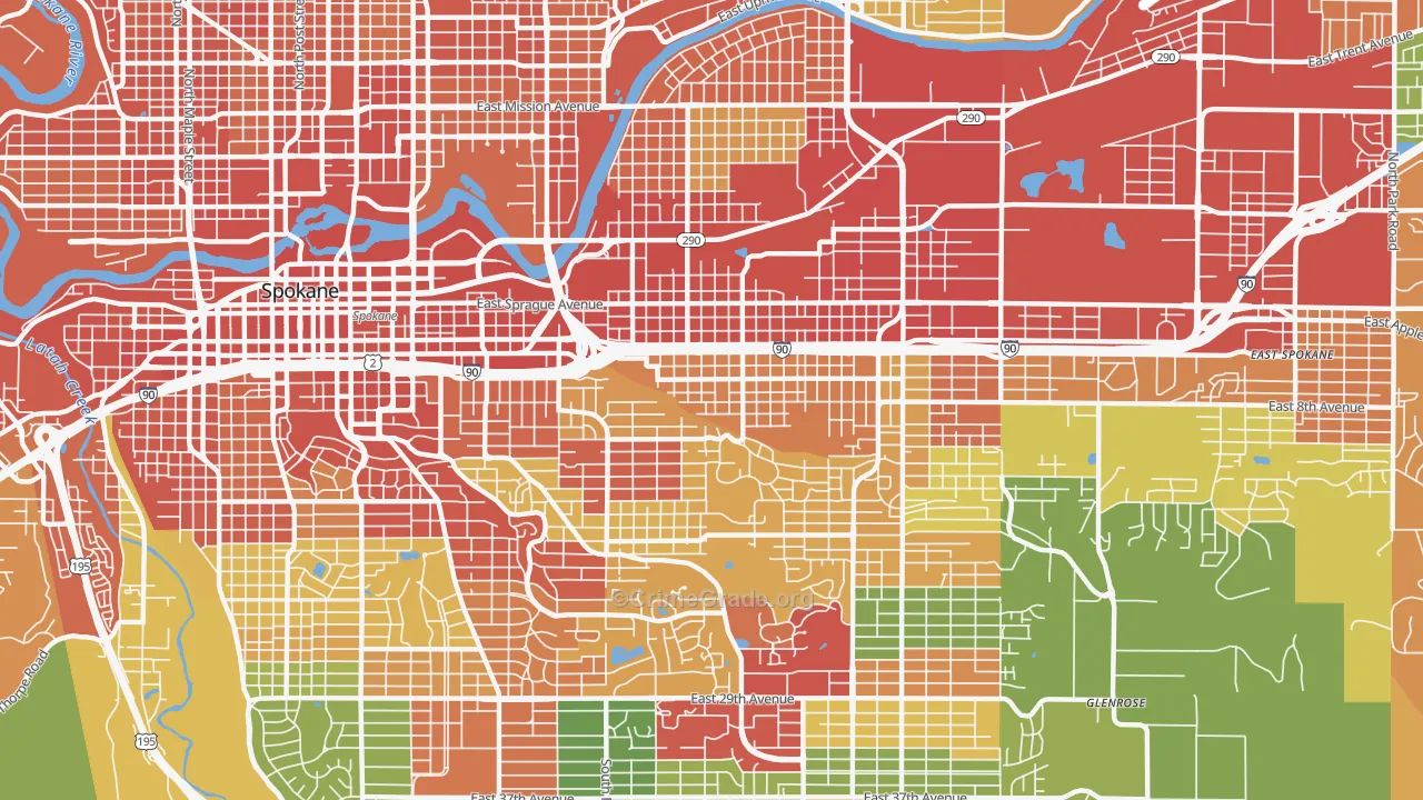 East Central, Spokane, WA Map of Theft Rates
