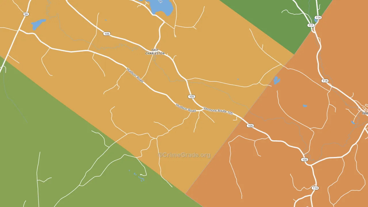 East Charleston, VT Map of Theft Rates