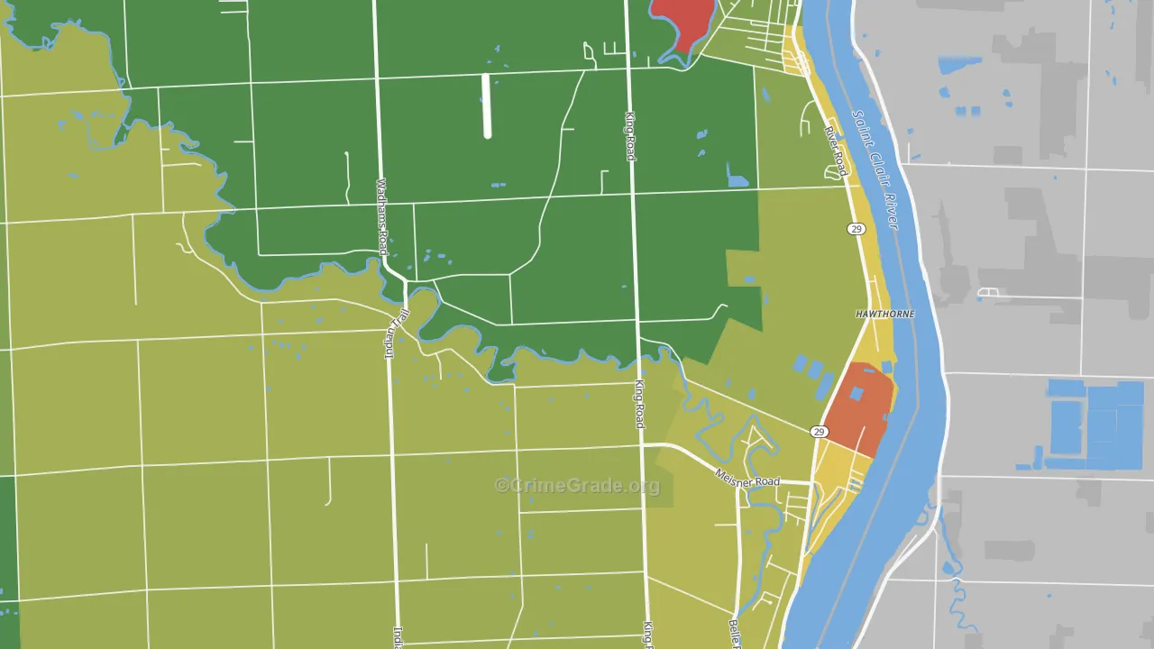 East China, MI Map of Theft Rates