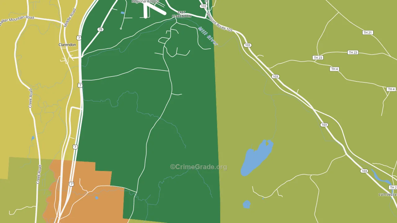 East Clarendon, VT Map of Theft Rates