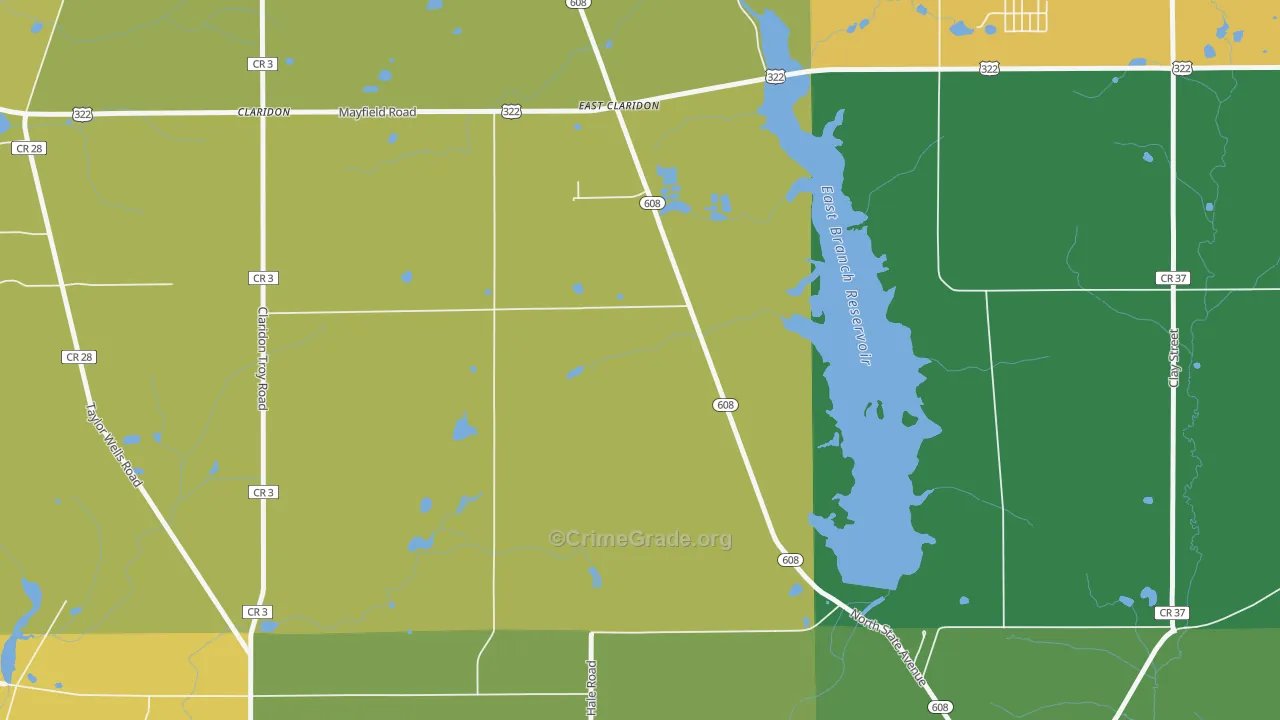 East Claridon, OH Map of Theft Rates