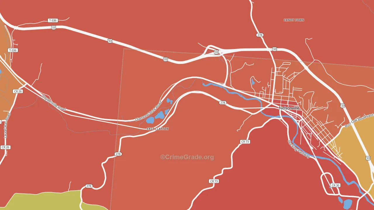 East Clayton, OH Map of Theft Rates