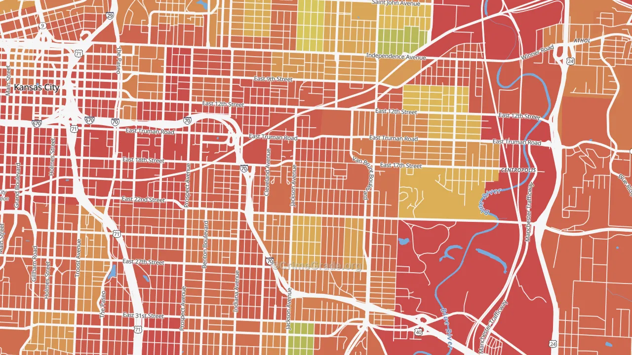 East Community Team North, Kansas City, MO Map of Theft Rates