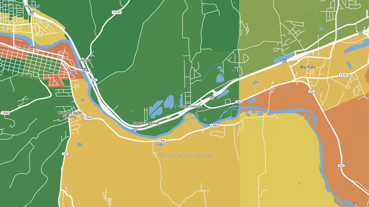 East Corning, NY Map of Theft Rates