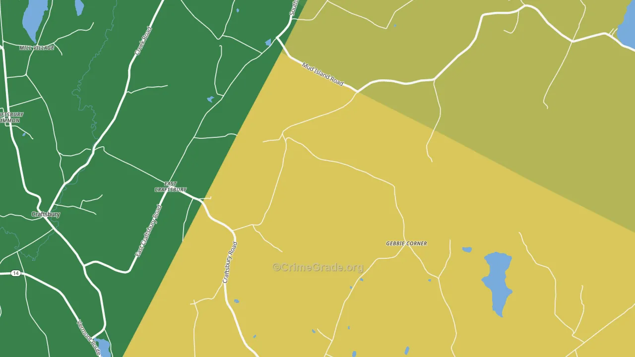 East Craftsbury, VT Map of Theft Rates