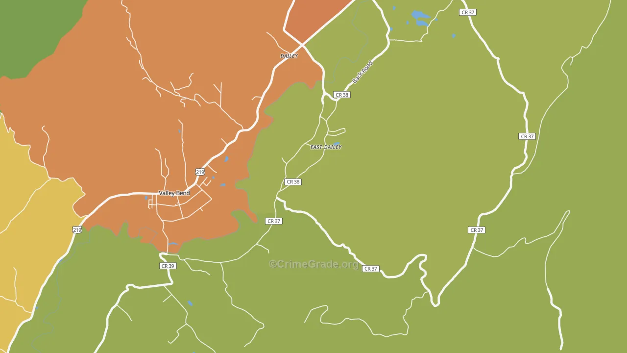 East Dailey, WV Map of Theft Rates