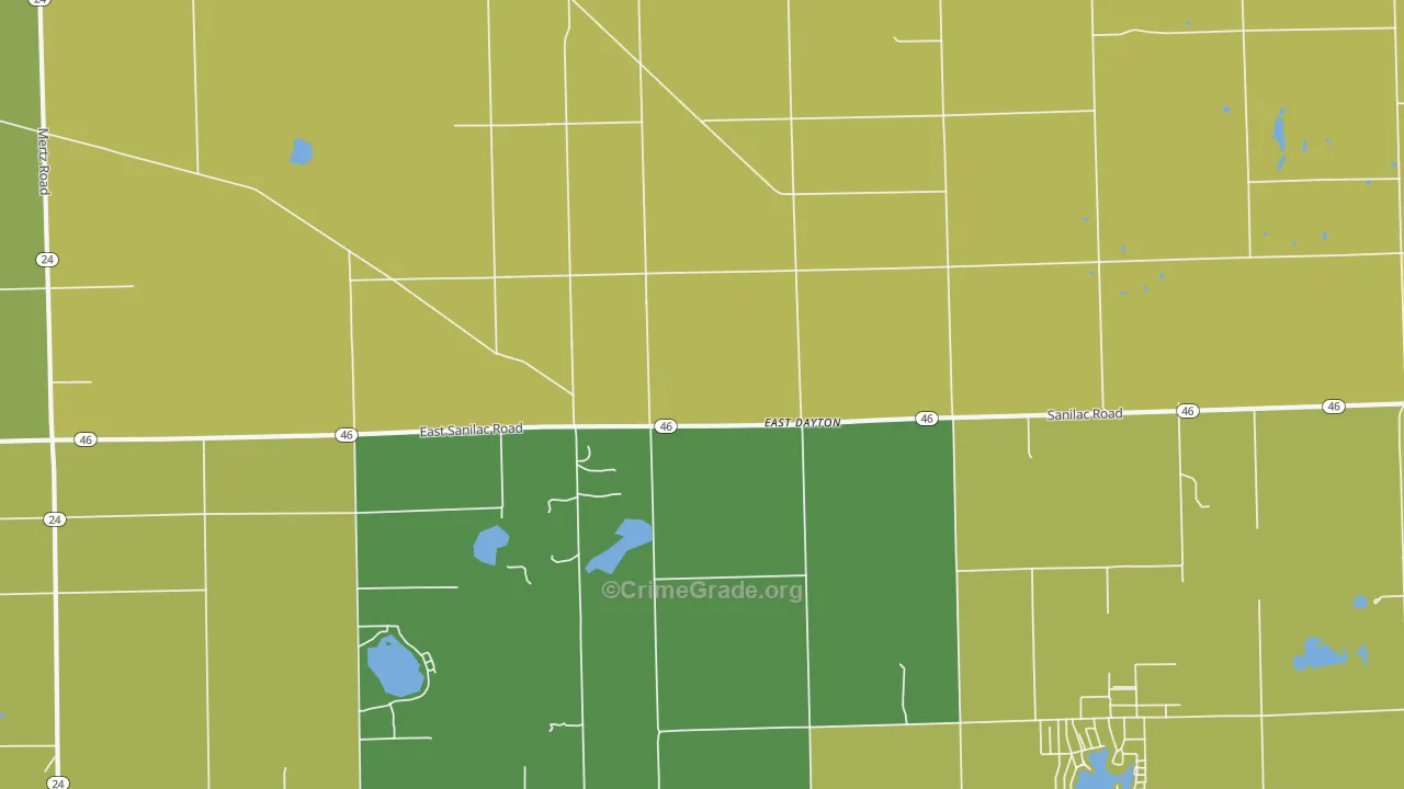 East Dayton, MI Map of Theft Rates