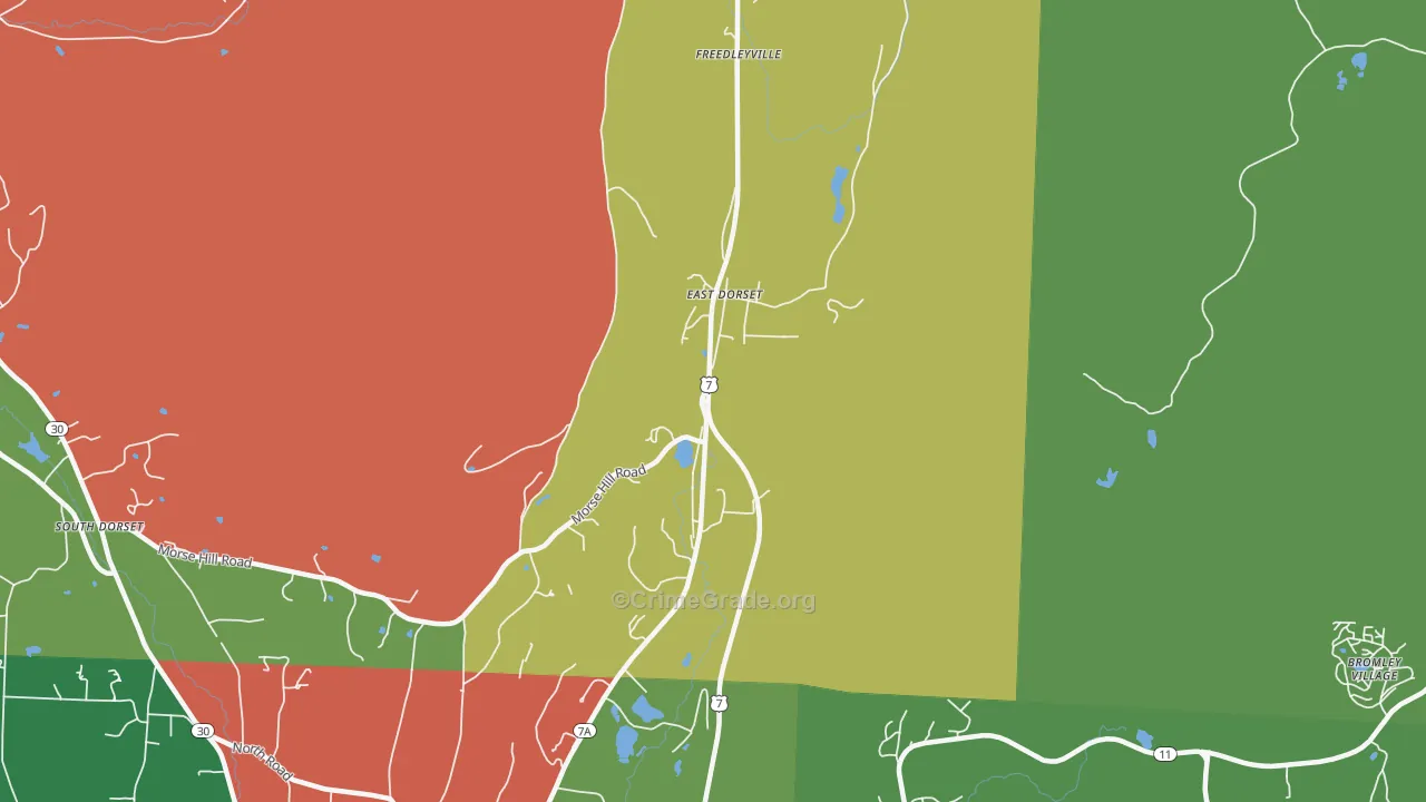 East Dorset, VT Map of Theft Rates
