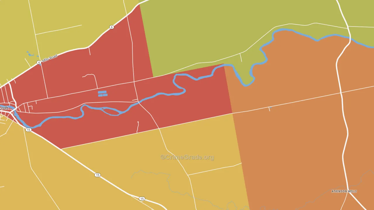 East Dover, ME Map of Theft Rates