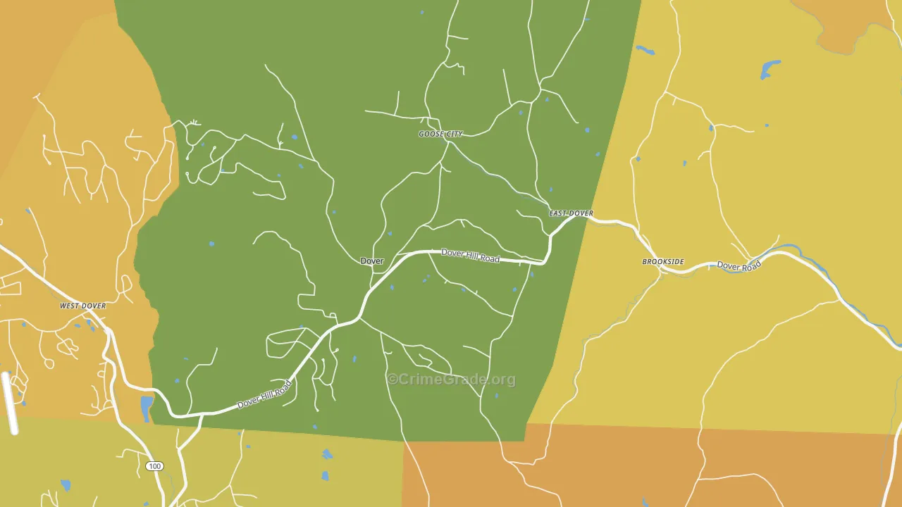 East Dover, VT Map of Theft Rates