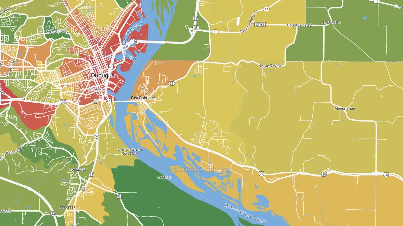 East Dubuque, IL Map of Theft Rates