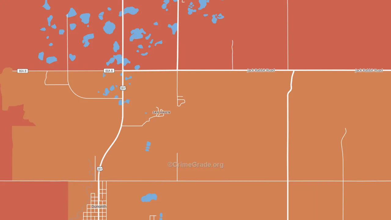 East Dunseith, ND Map of Theft Rates