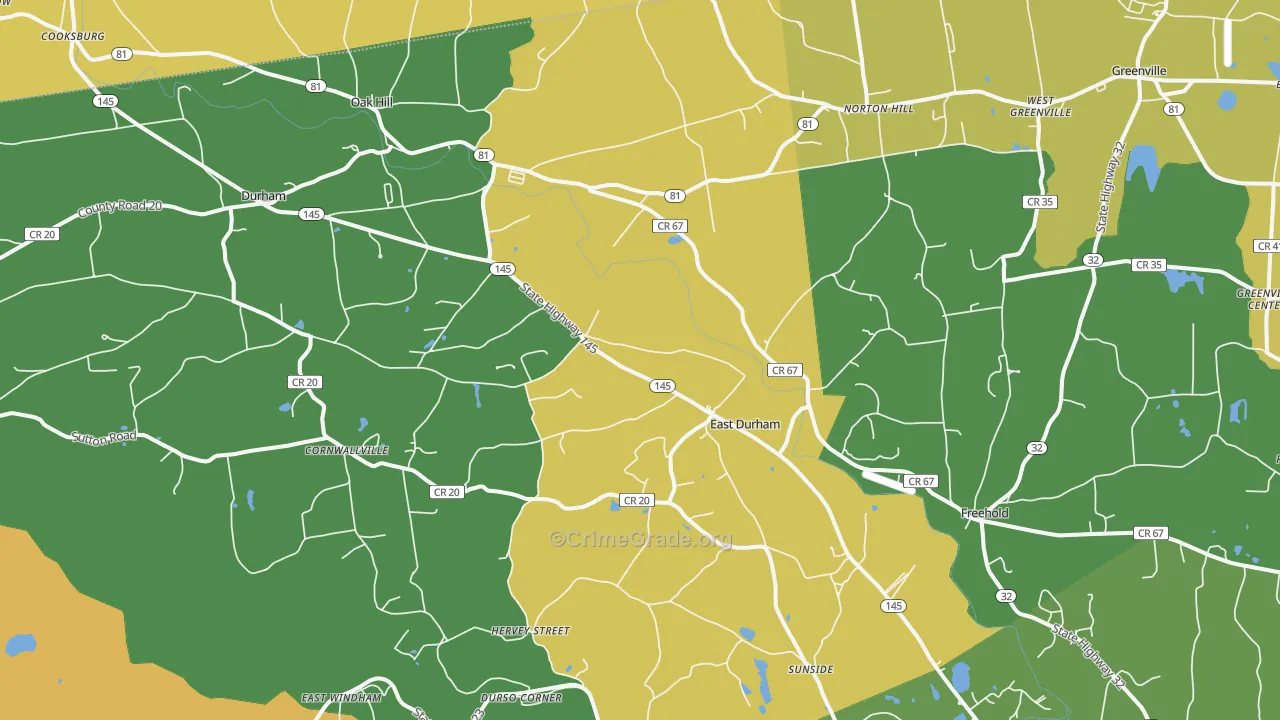 East Durham, NY Map of Theft Rates