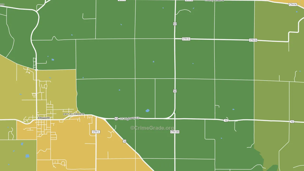 East Ellsworth, WI Map of Theft Rates