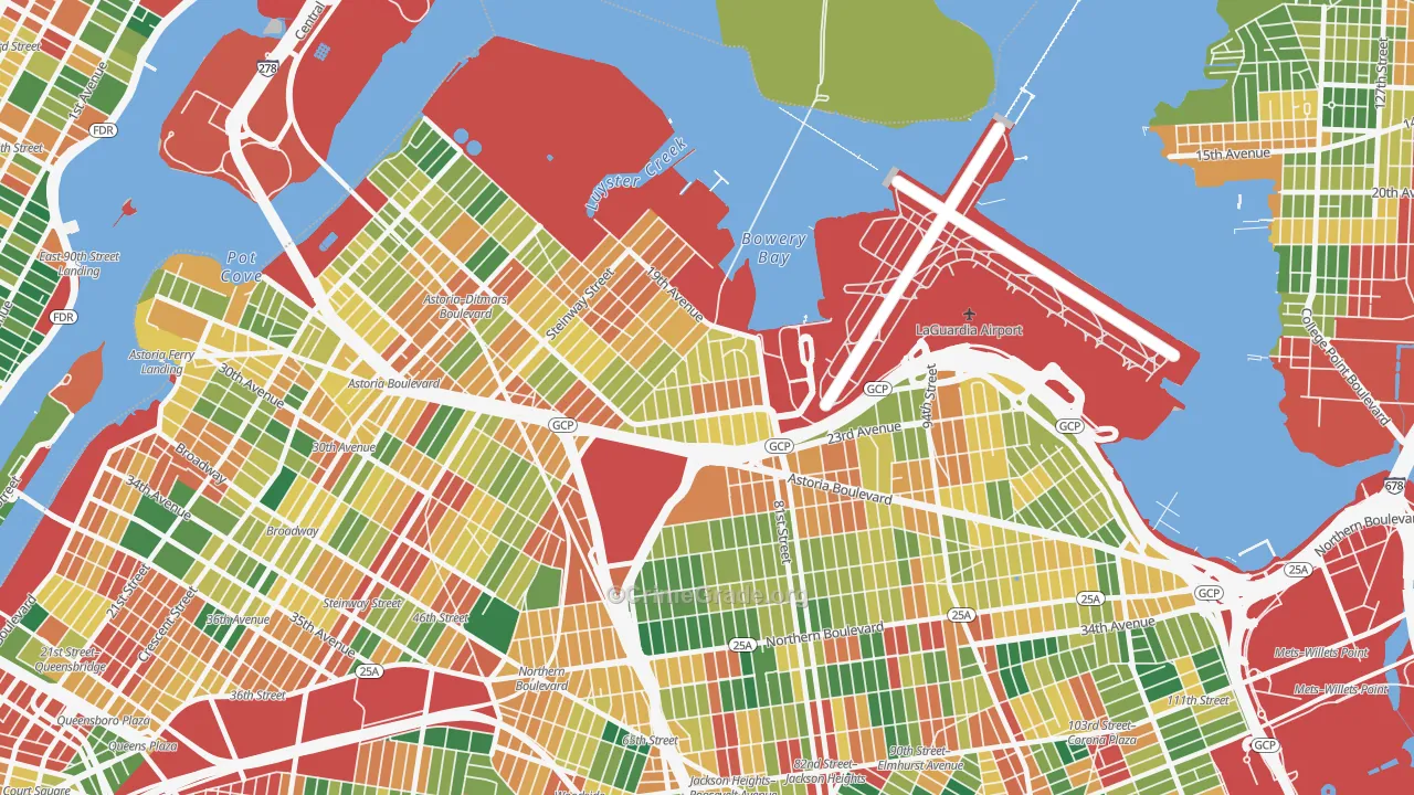 East Elmhurst, Queens, NY Map of Theft Rates