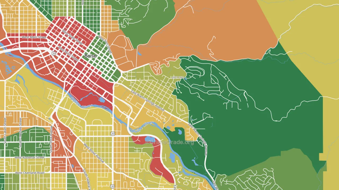 East End, Boise, ID Map of Theft Rates
