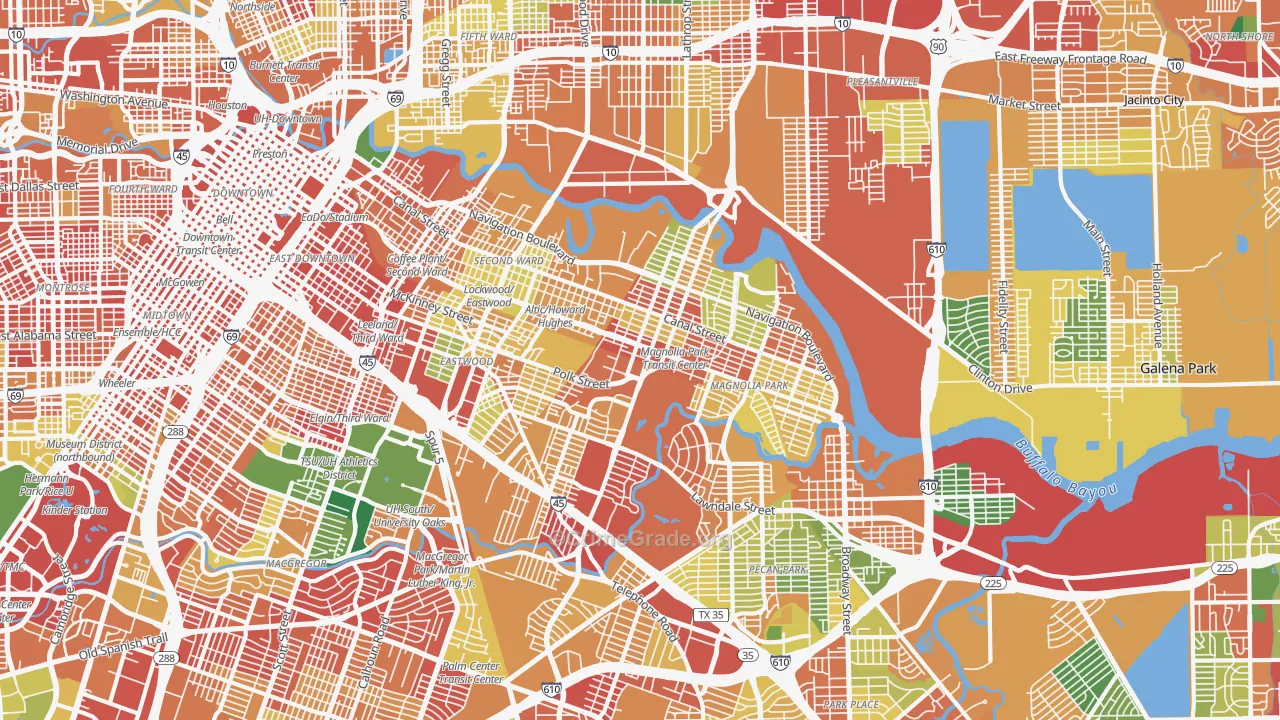 East End, Houston, TX Map of Theft Rates