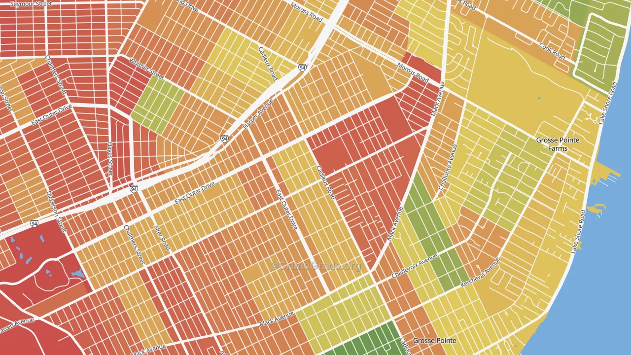 East English Village, Detroit, MI Map of Theft Rates