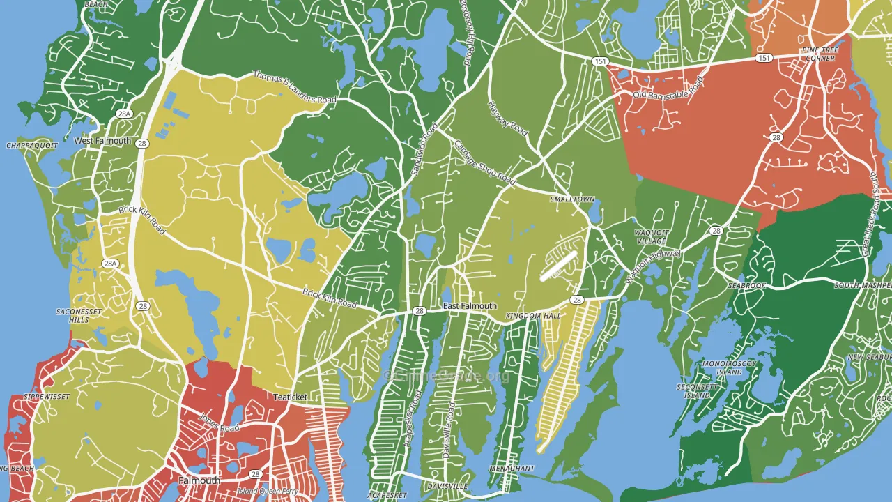 East Falmouth, MA Map of Theft Rates