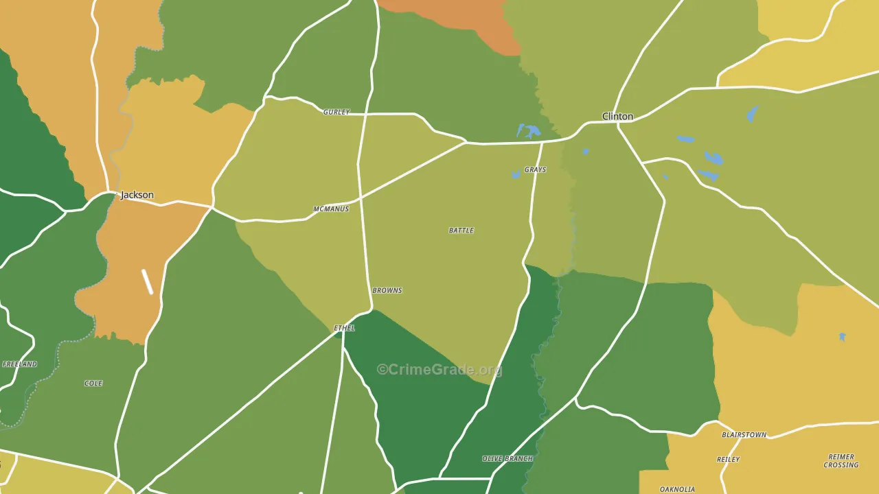 East Feliciana Parish, LA Map of Theft Rates