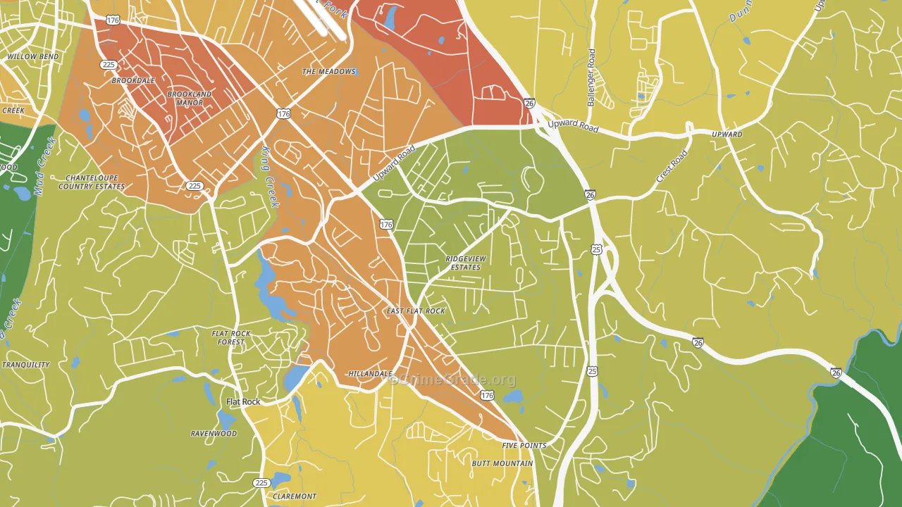 East Flat Rock, NC Map of Theft Rates