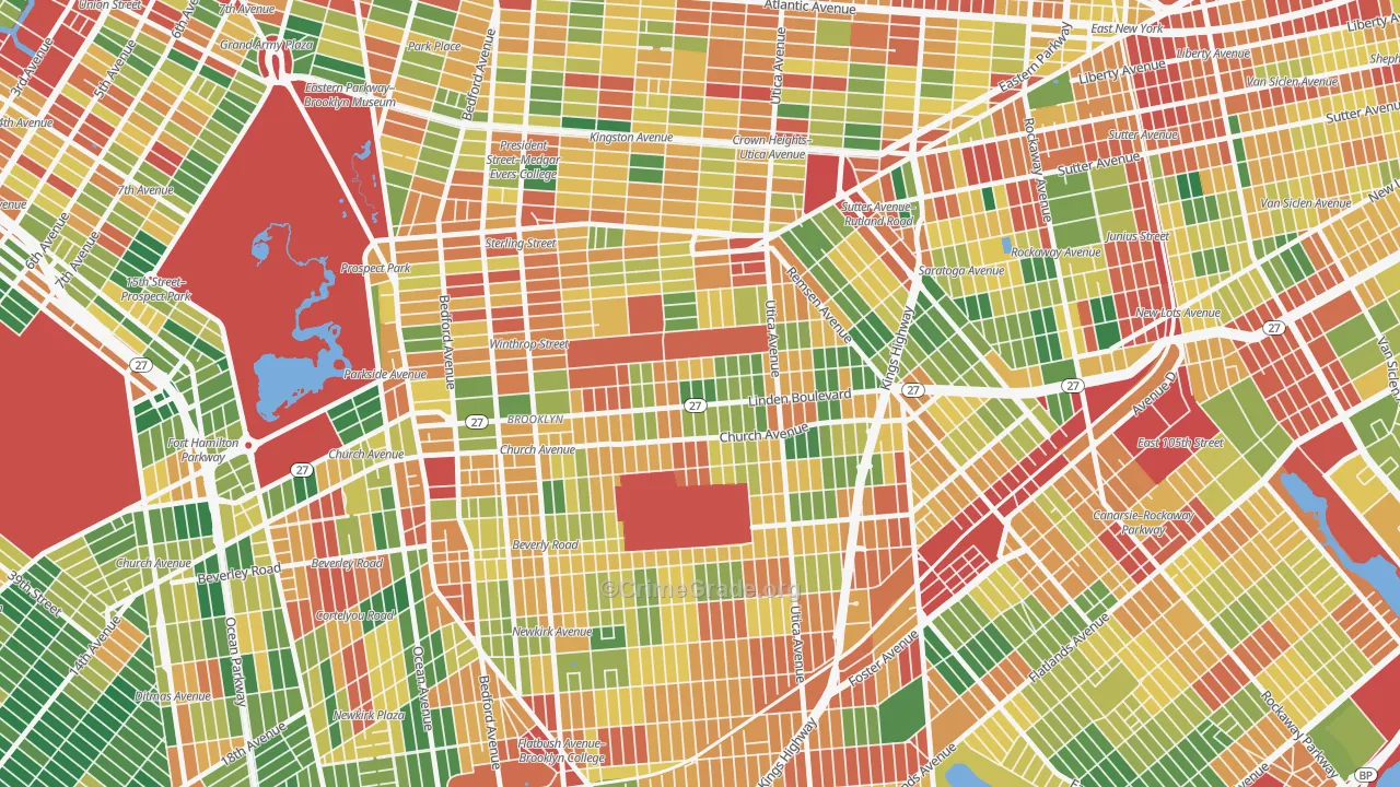 East Flatbush, Brooklyn, NY Map of Theft Rates