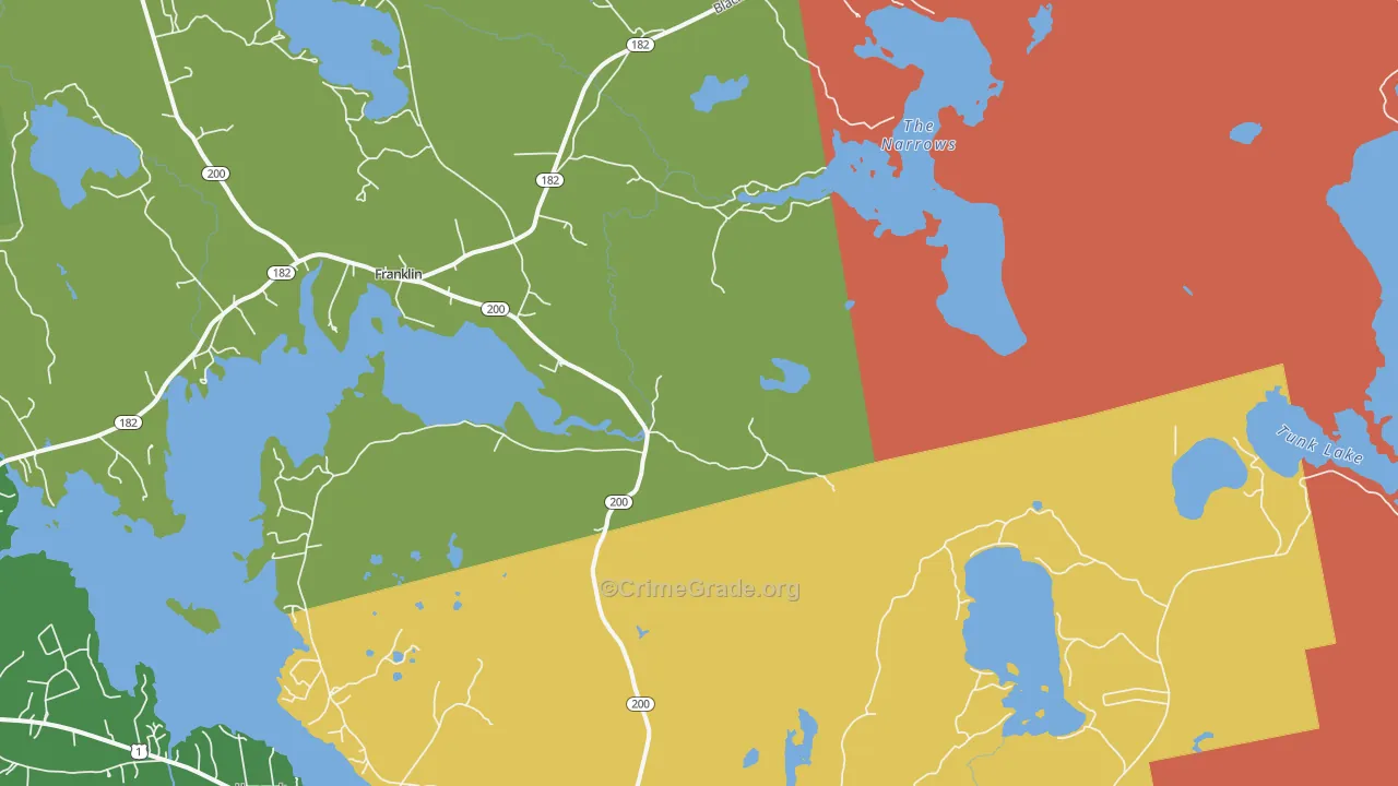 East Franklin, ME Map of Theft Rates