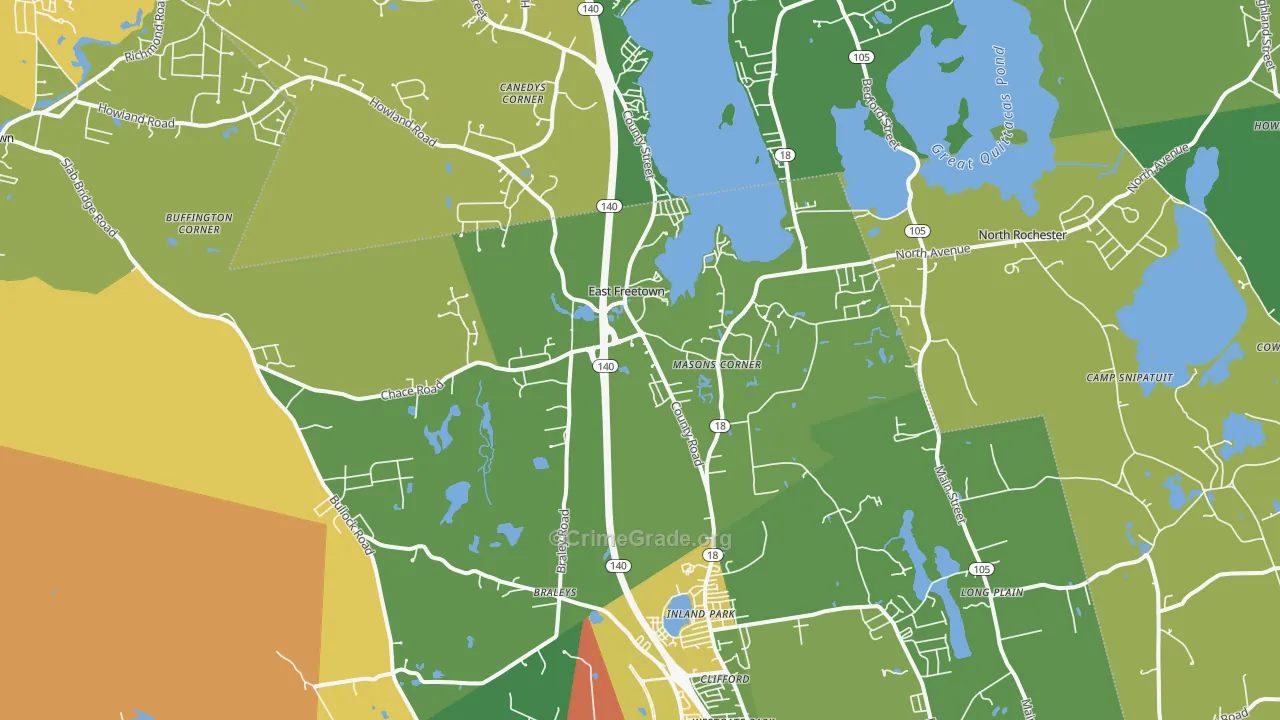 East Freetown, MA Map of Theft Rates