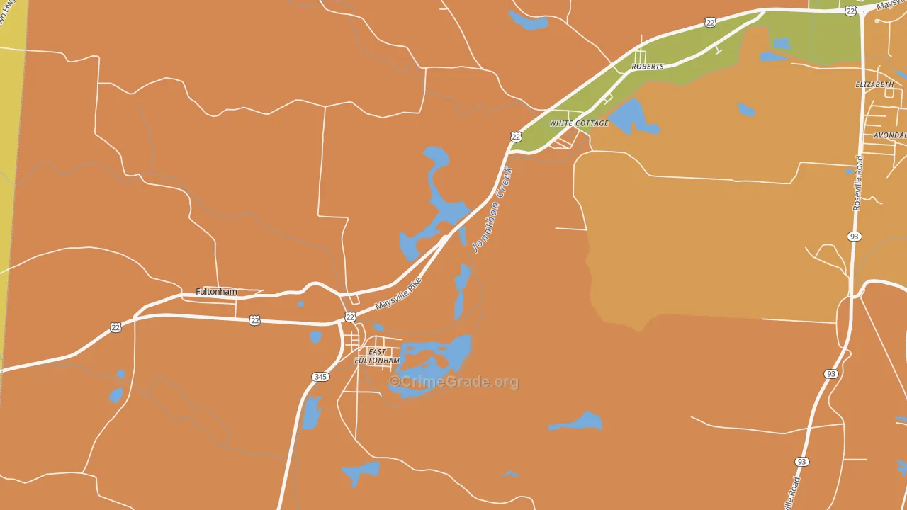 East Fultonham, OH Map of Theft Rates