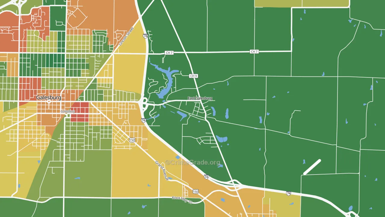 East Galesburg, IL Map of Theft Rates