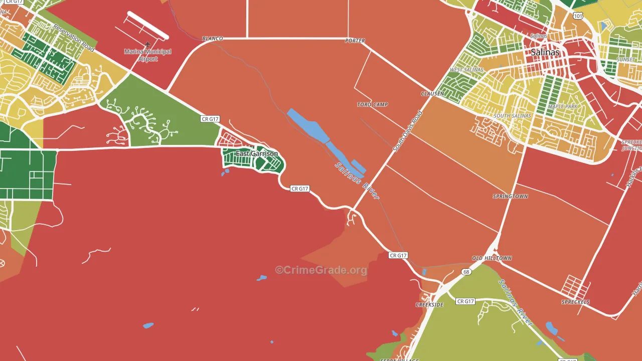 East Garrison, CA Map of Theft Rates