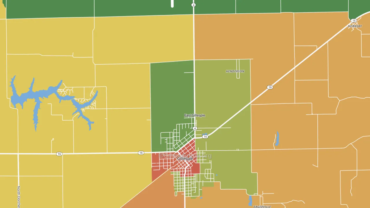East Gillespie, IL Map of Theft Rates