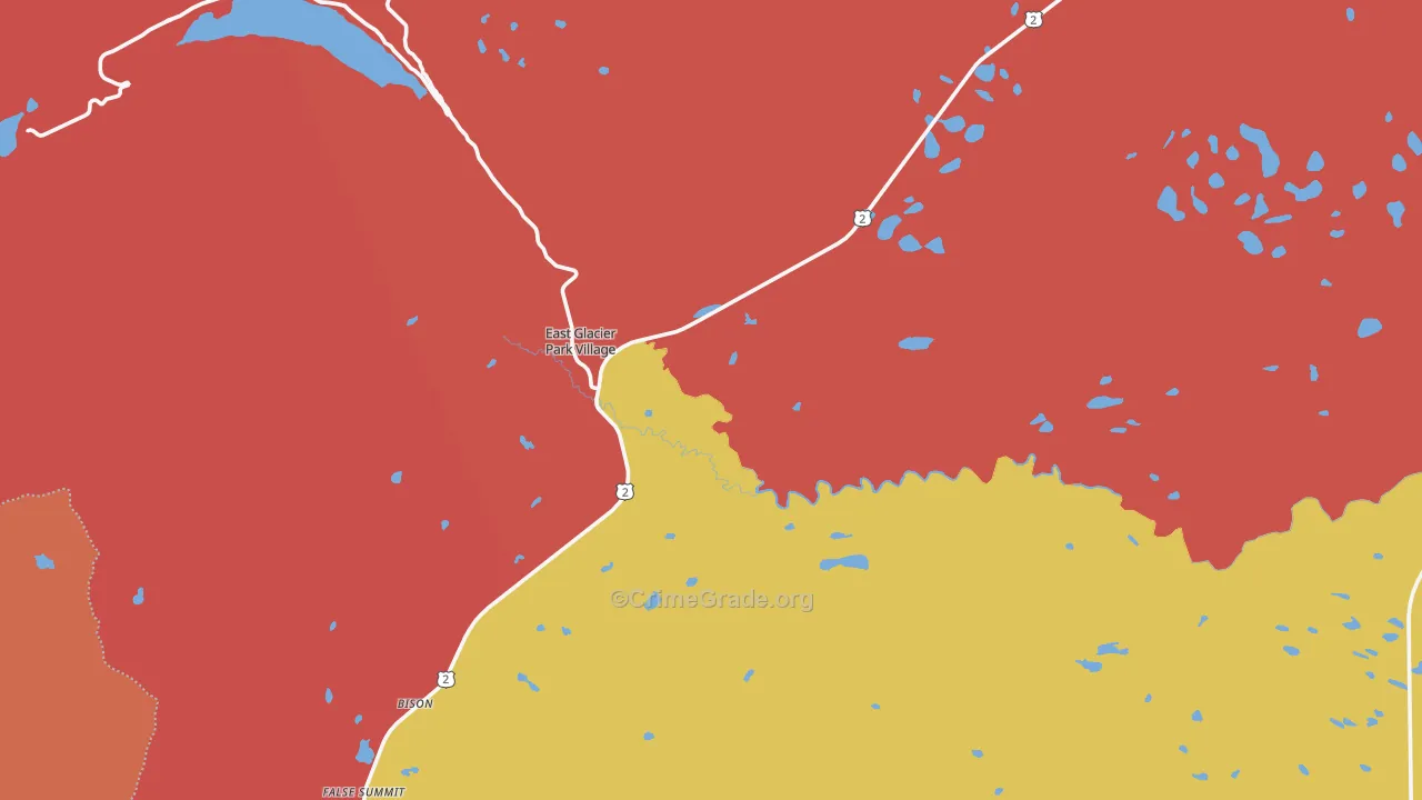 East Glacier Park, MT Map of Theft Rates