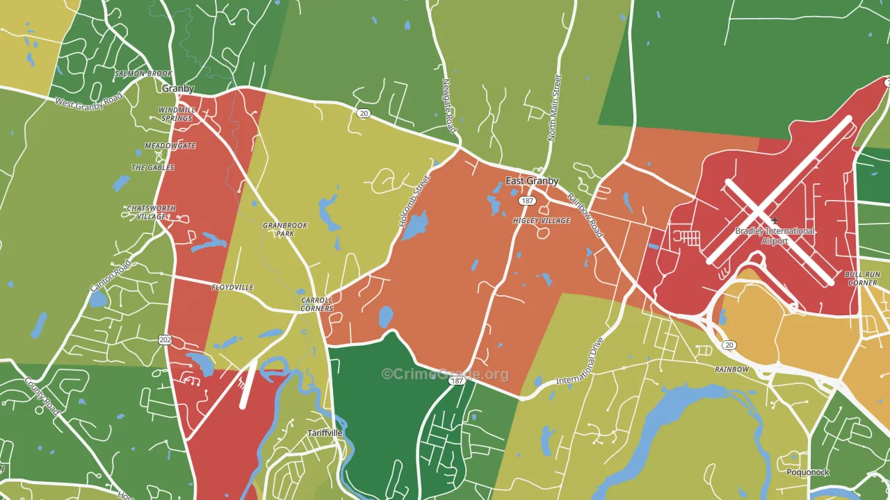 East Granby, CT Map of Theft Rates
