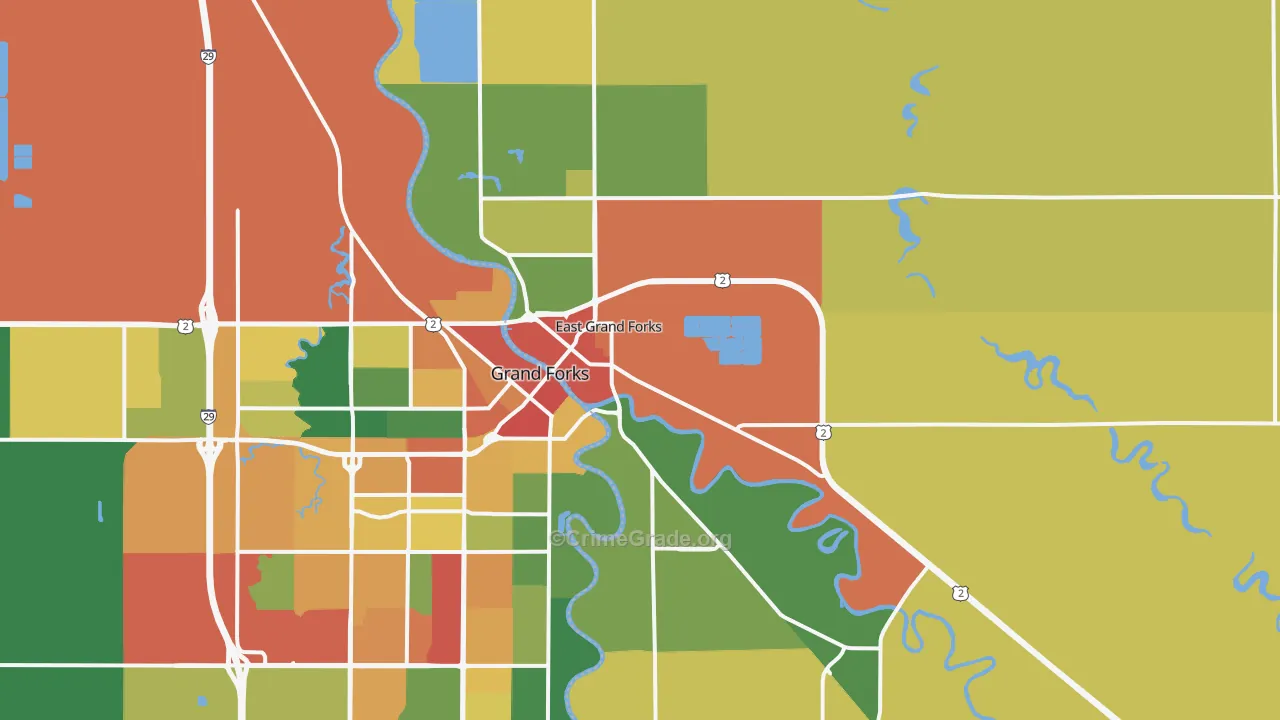 East Grand Forks, MN Map of Theft Rates