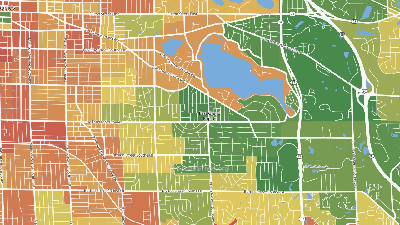 East Grand Rapids, MI Map of Theft Rates
