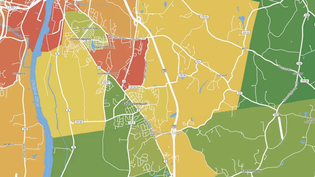 East Greenbush, NY Map of Theft Rates