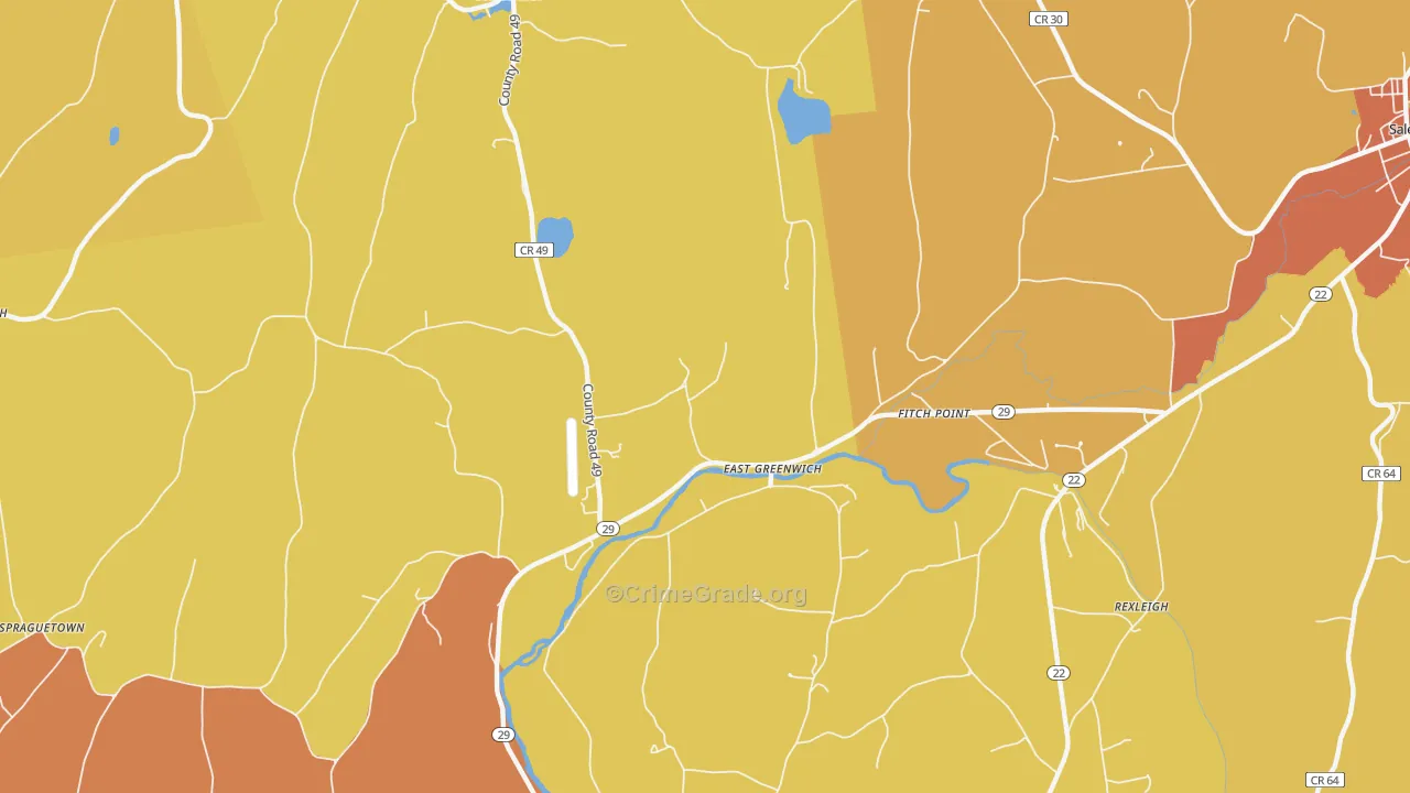 East Greenwich, NY Map of Theft Rates