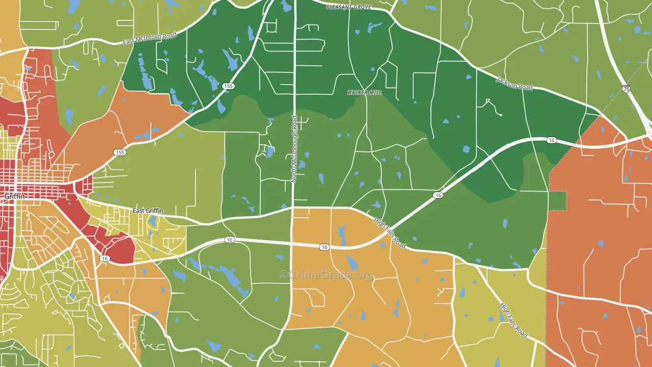 East Griffin, GA Map of Theft Rates