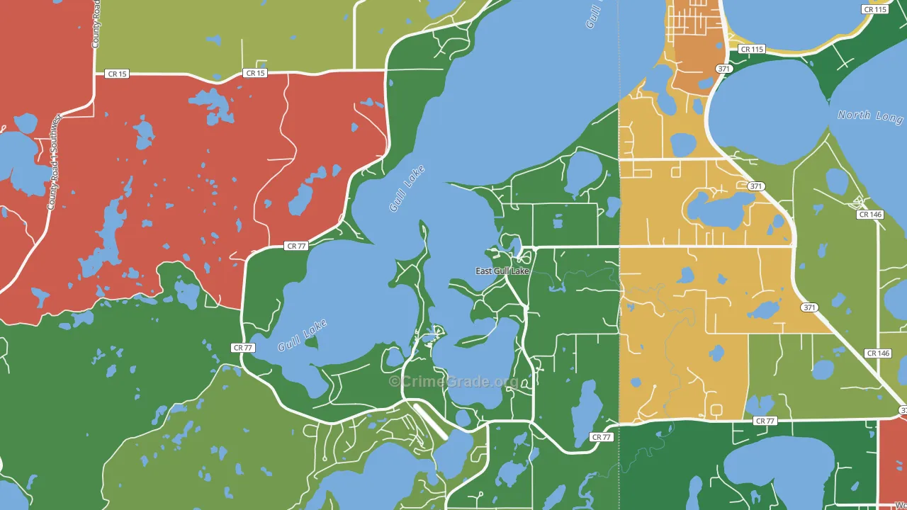 East Gull Lake, MN Map of Theft Rates
