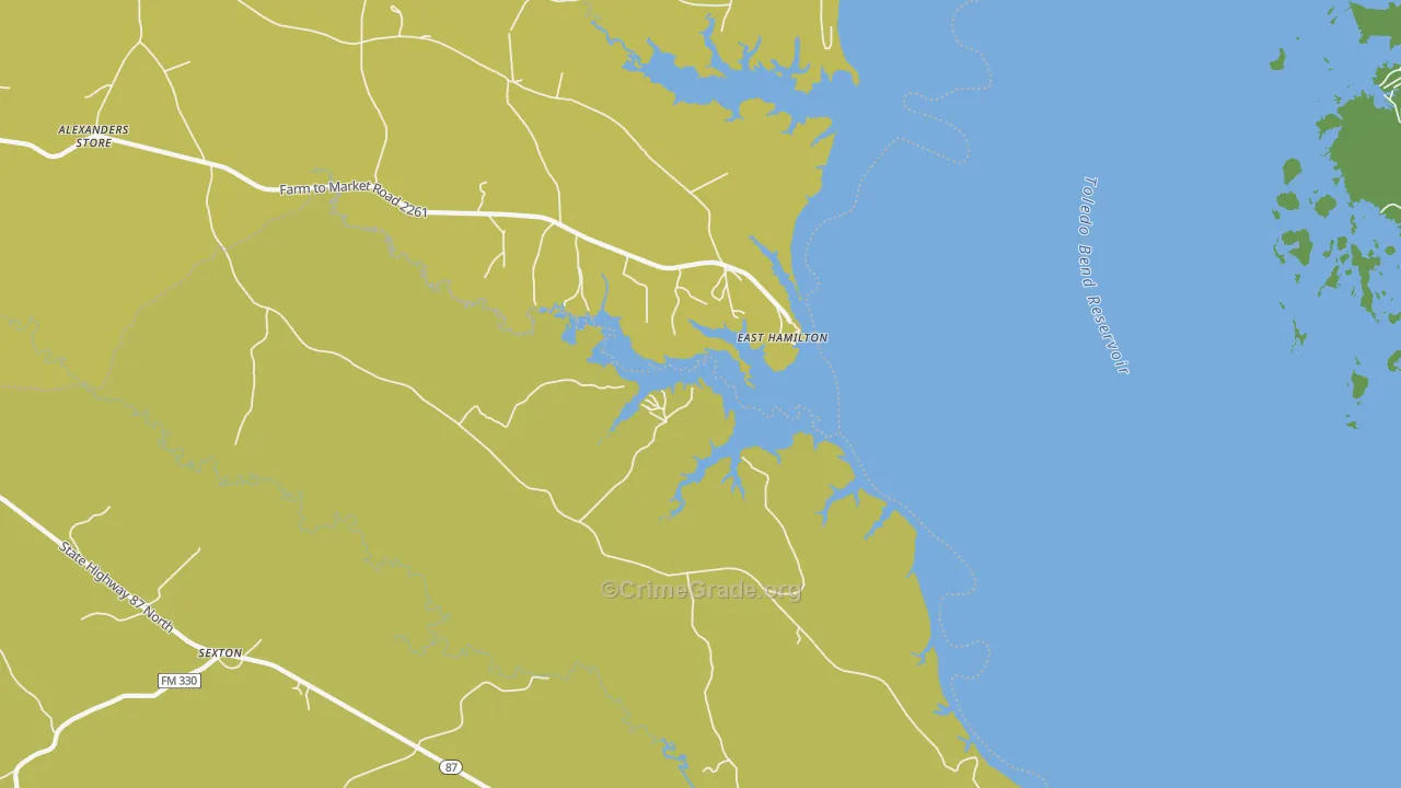 East Hamilton, TX Map of Theft Rates