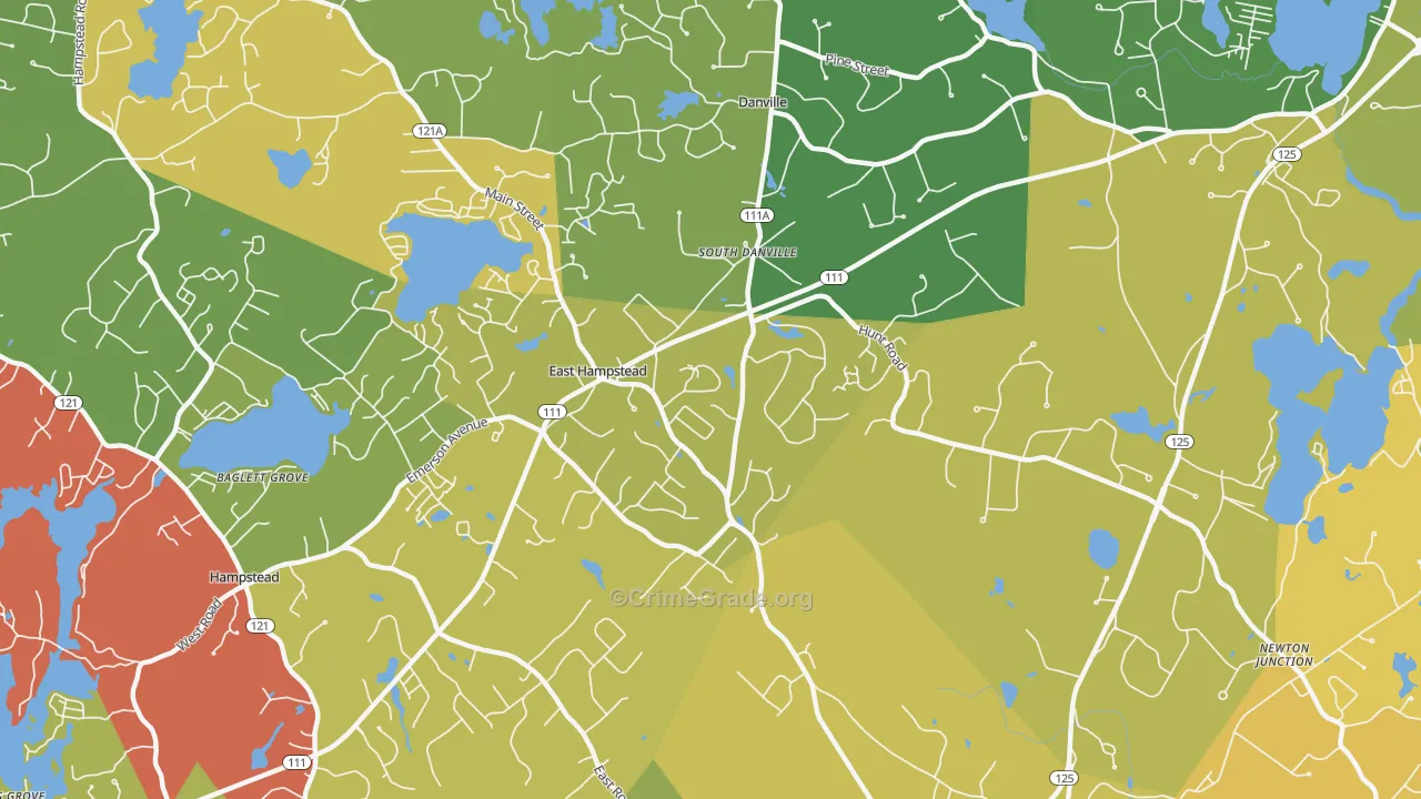 East Hampstead, NH Map of Theft Rates