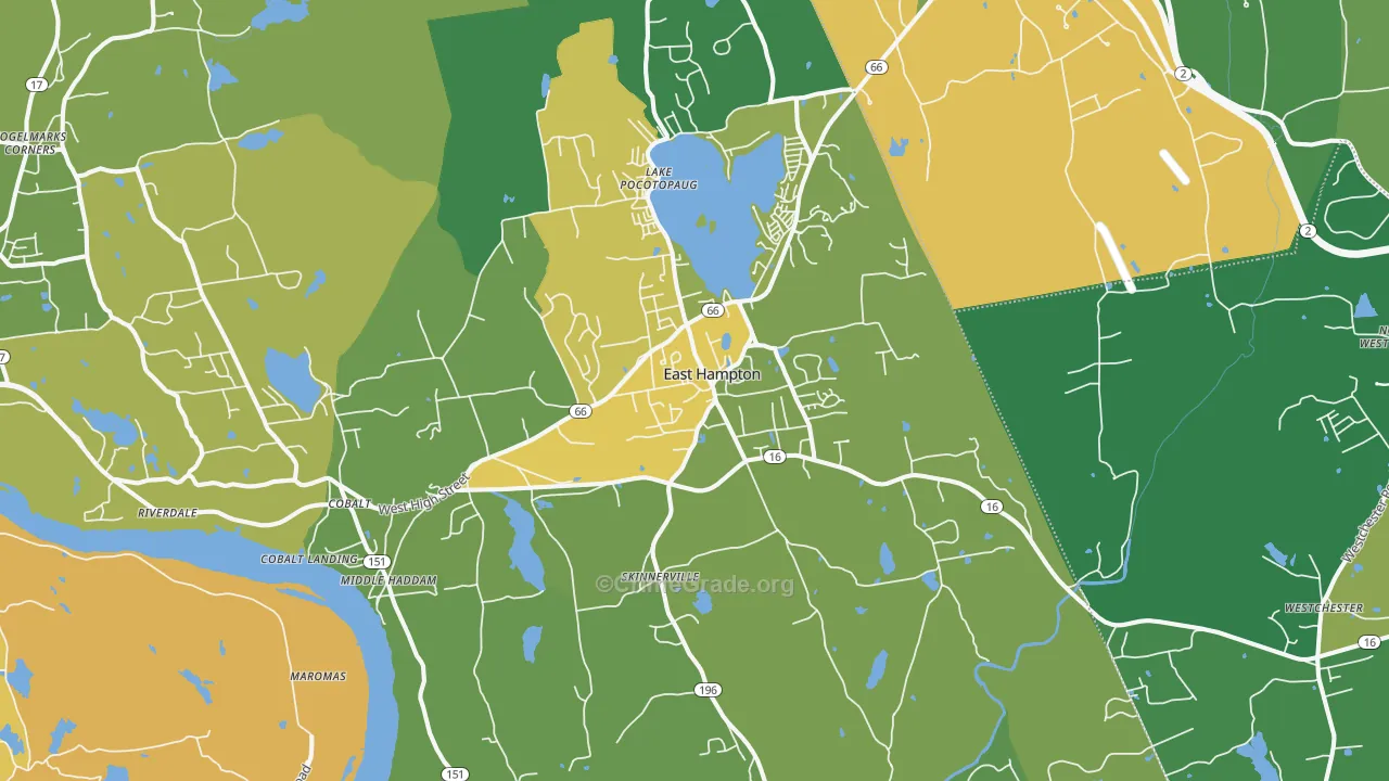 East Hampton, CT Map of Theft Rates