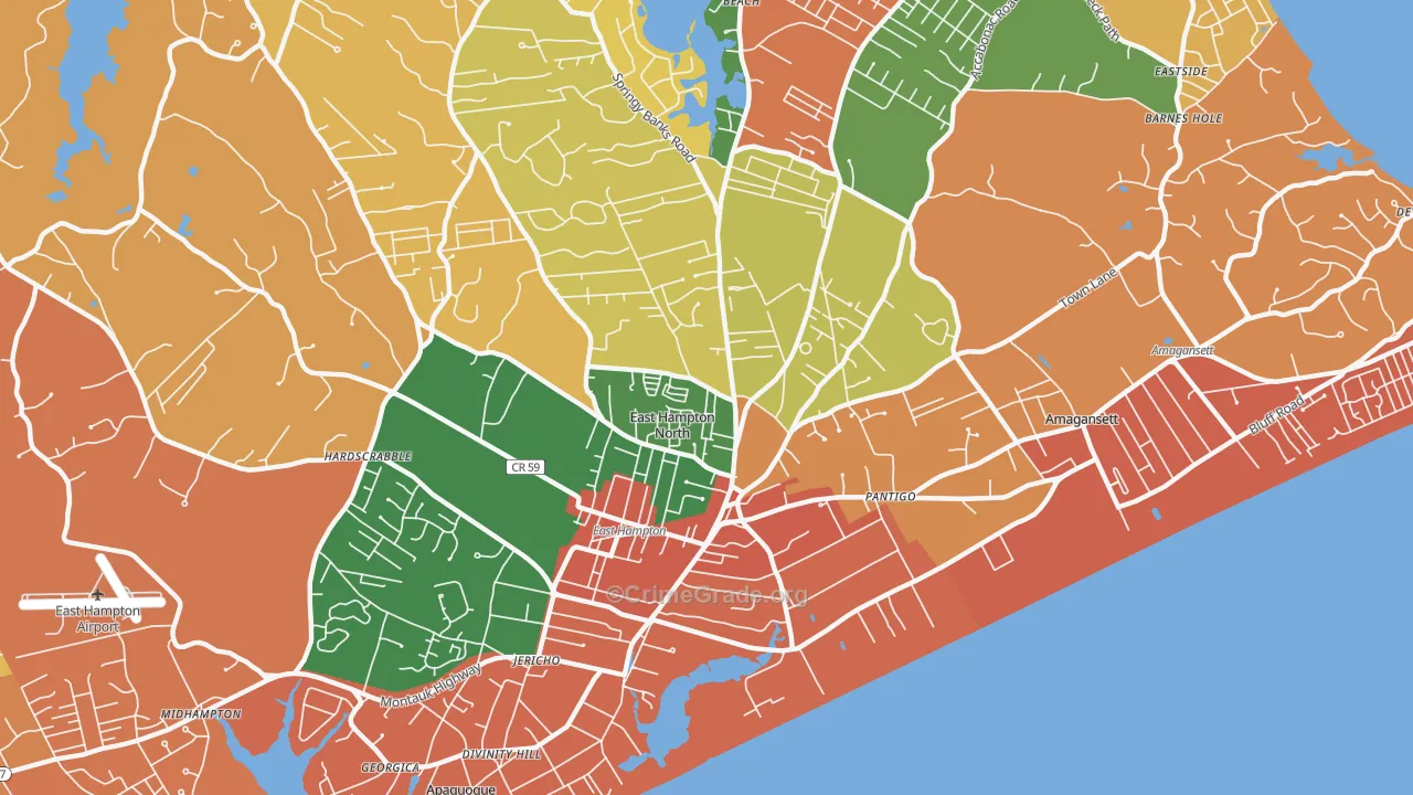 East Hampton North, NY Map of Theft Rates