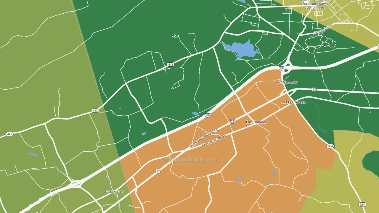 East Hanover, PA Map of Theft Rates