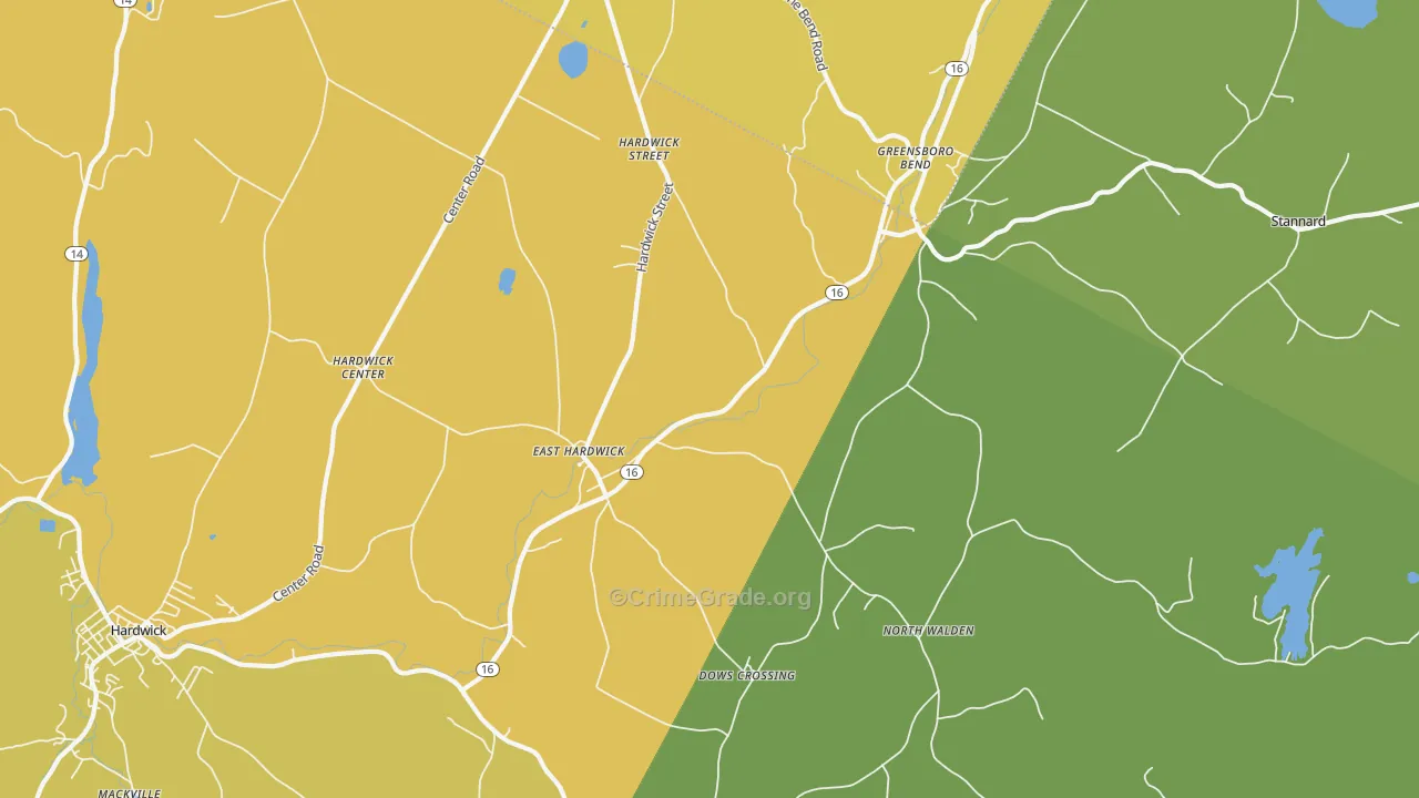 East Hardwick, VT Map of Theft Rates
